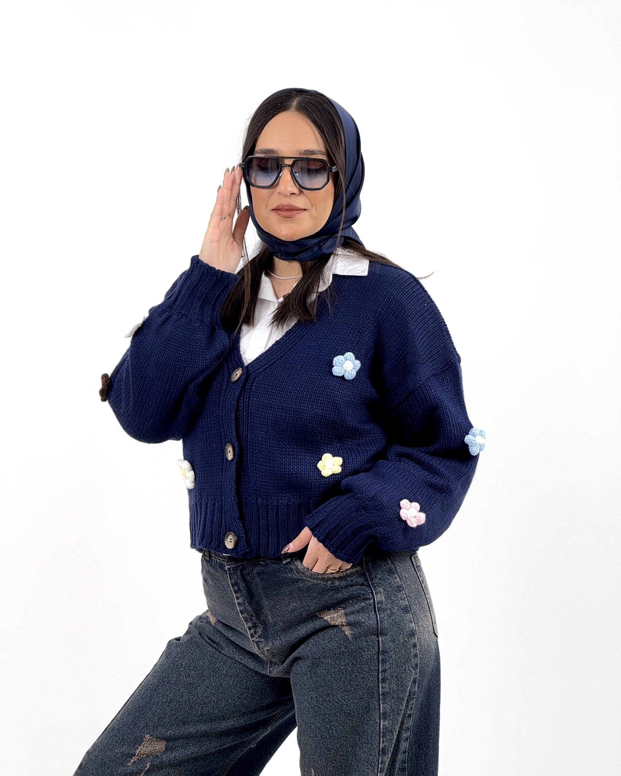 ژاکت بافت گلی