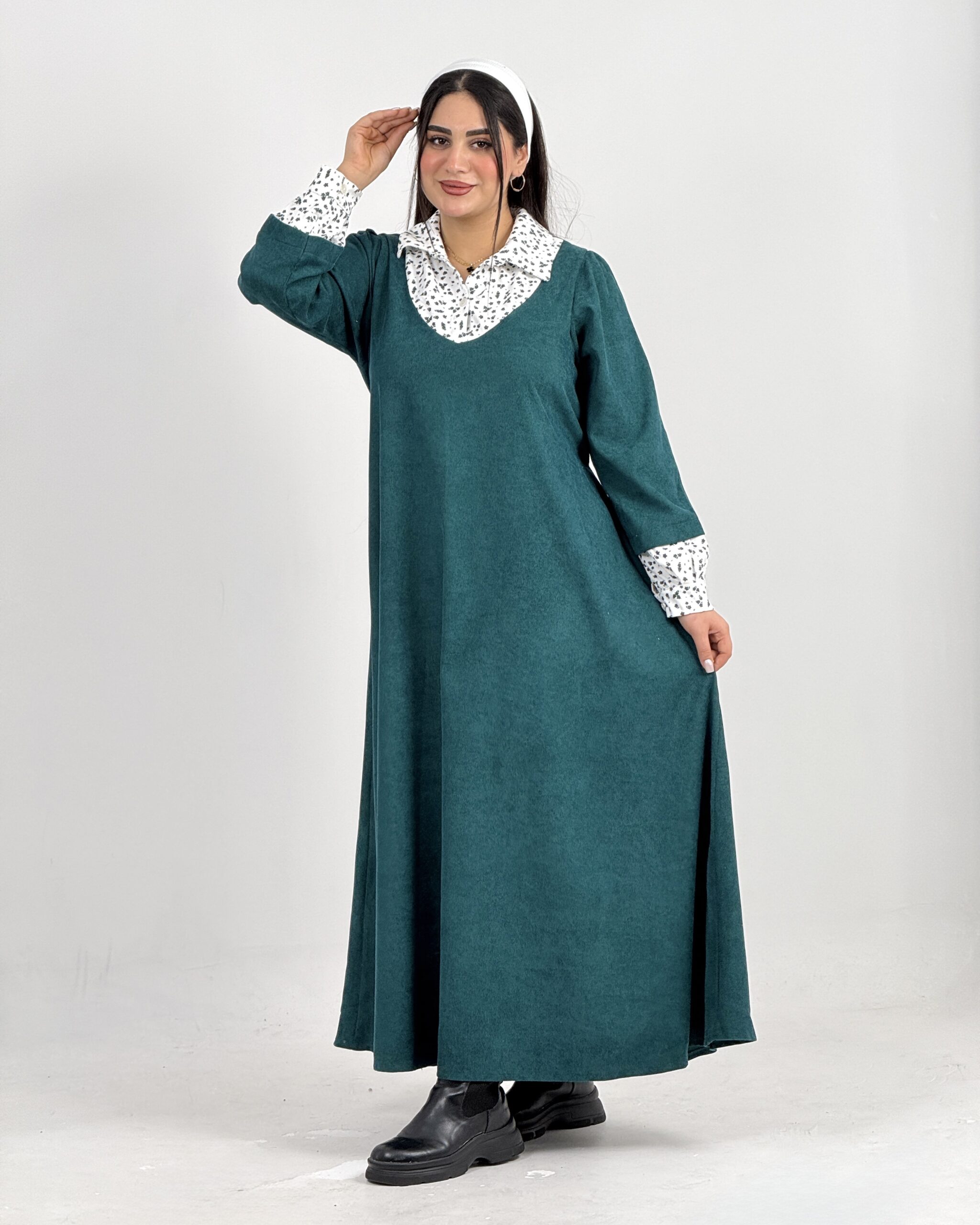 پیراهن بلند کبریتی گلی